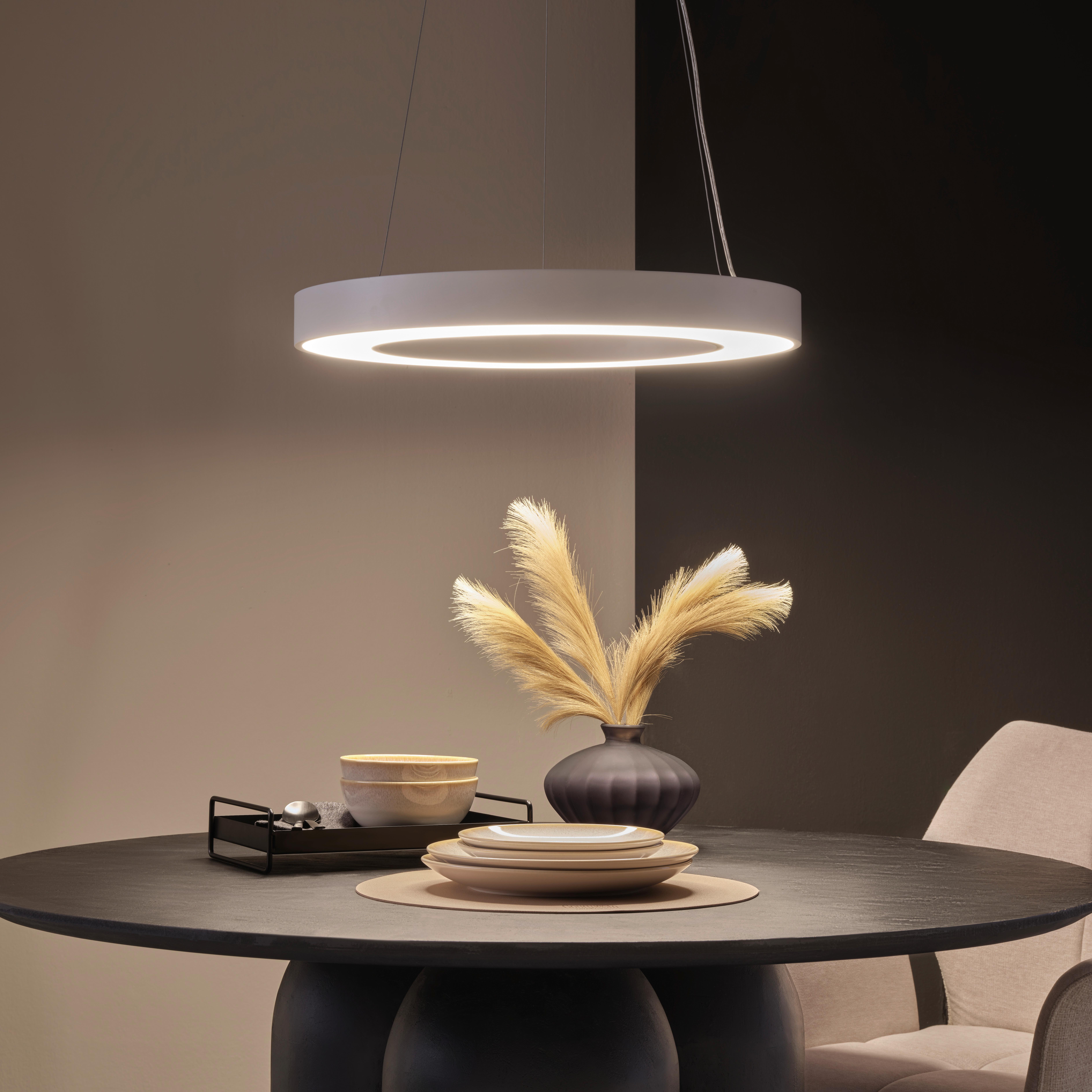 LED-HÄNGLAMPA SANDL - vit/kromfärg, Modern, metall/plast (60/60/120cm) - Mömax