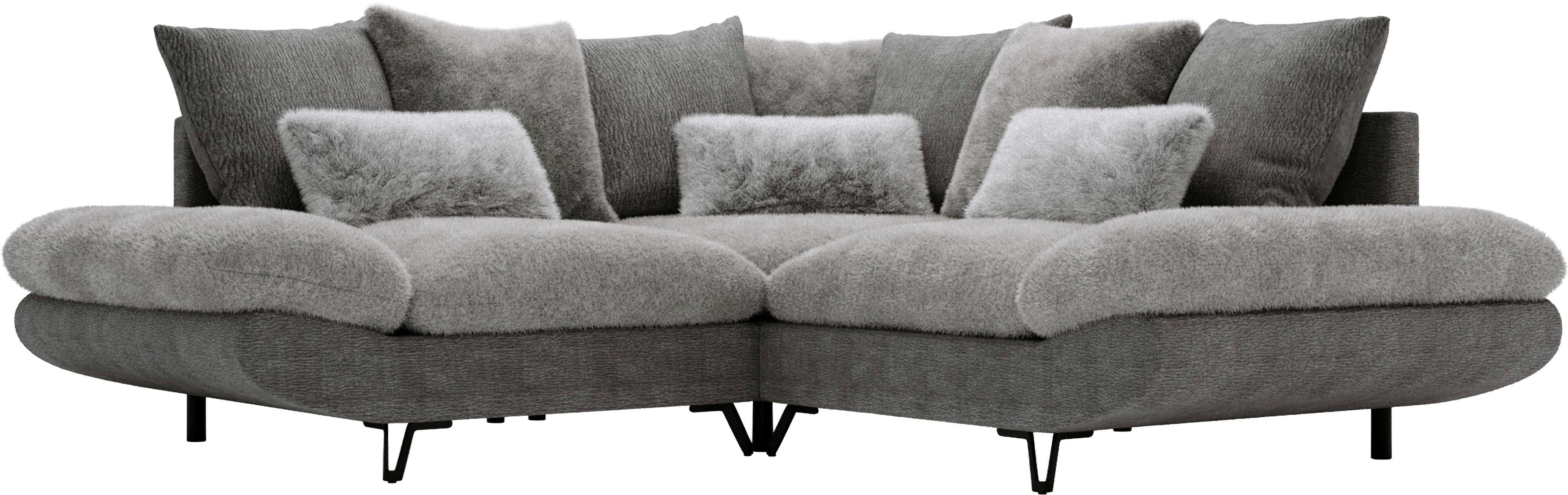 Wohnlandschaft Bormio - Schwarz/Grau, Modern, Textil/Metall (276/276cm) - Premium Living