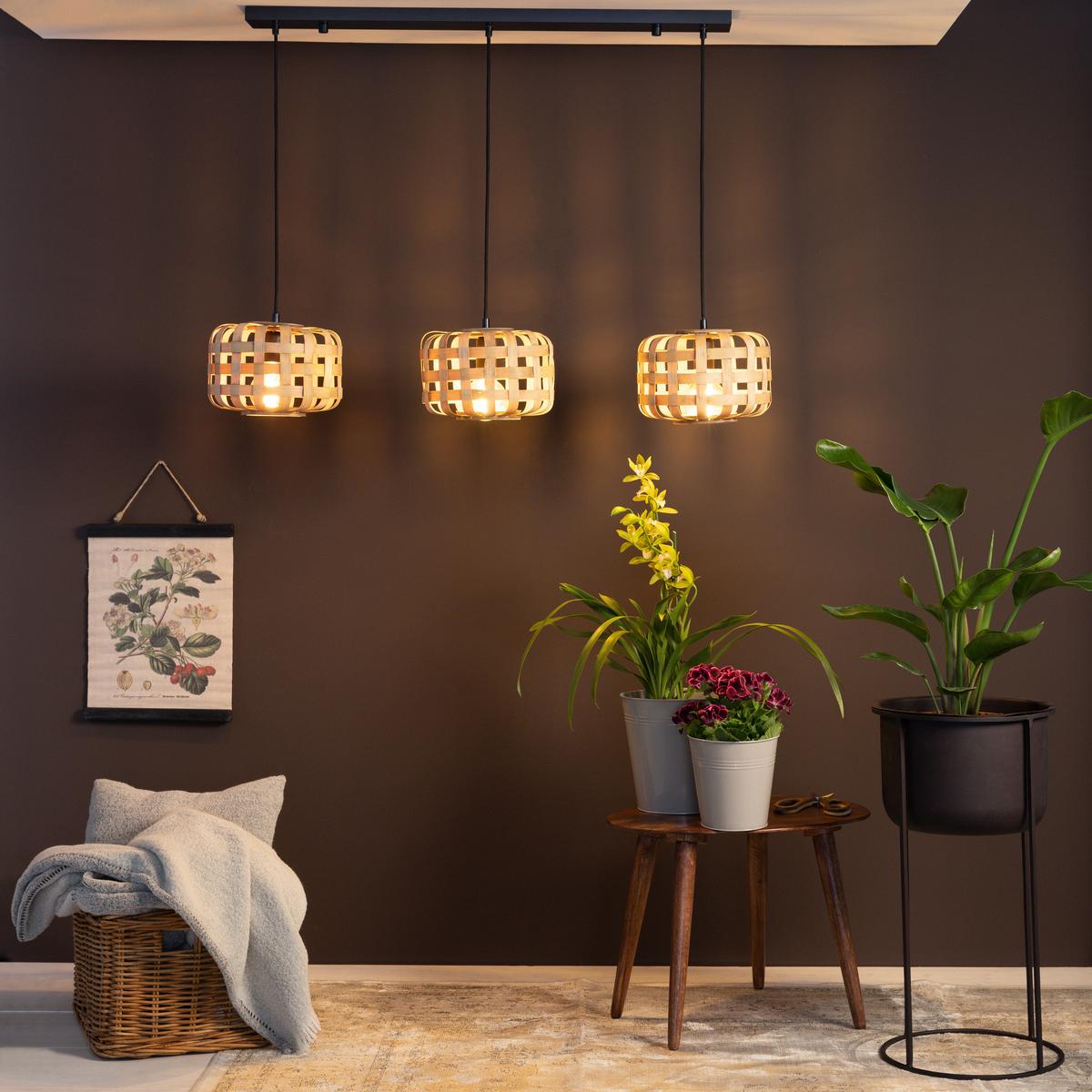 LAMPA WISZĄCA 99810/09 WOODLINE - kolor naturalny/czarny, Natur, metal/drewno (104/24,5/146cm)