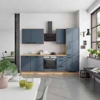 Küchenblock Easytouch High m. Geräten Dunkelblau - Eichefarben/Schwarz, MODERN, Holzwerkstoff/Metall (270cm) - Nobilia