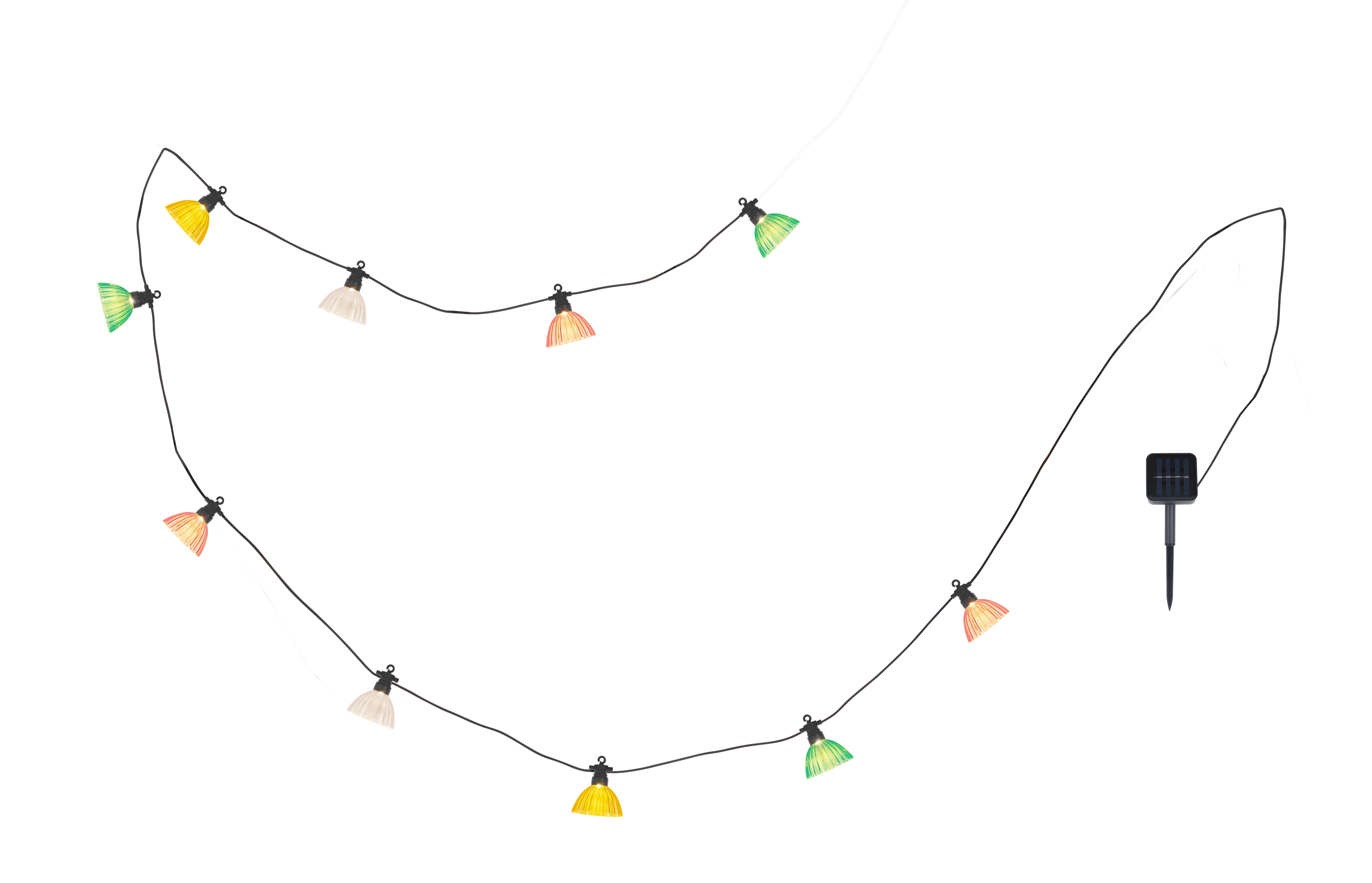 Solarleuchte Lichterkette Schwarz/Transparent - Klar/Pink, Basics, Kunststoff (360/8,5/10cm) - Globo