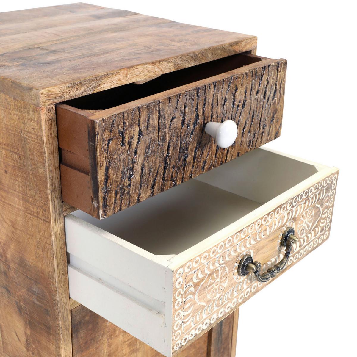 KOMODA PUNO - kolor naturalny/biały, Design, metal/drewno (40/91/44cm) - Landscape