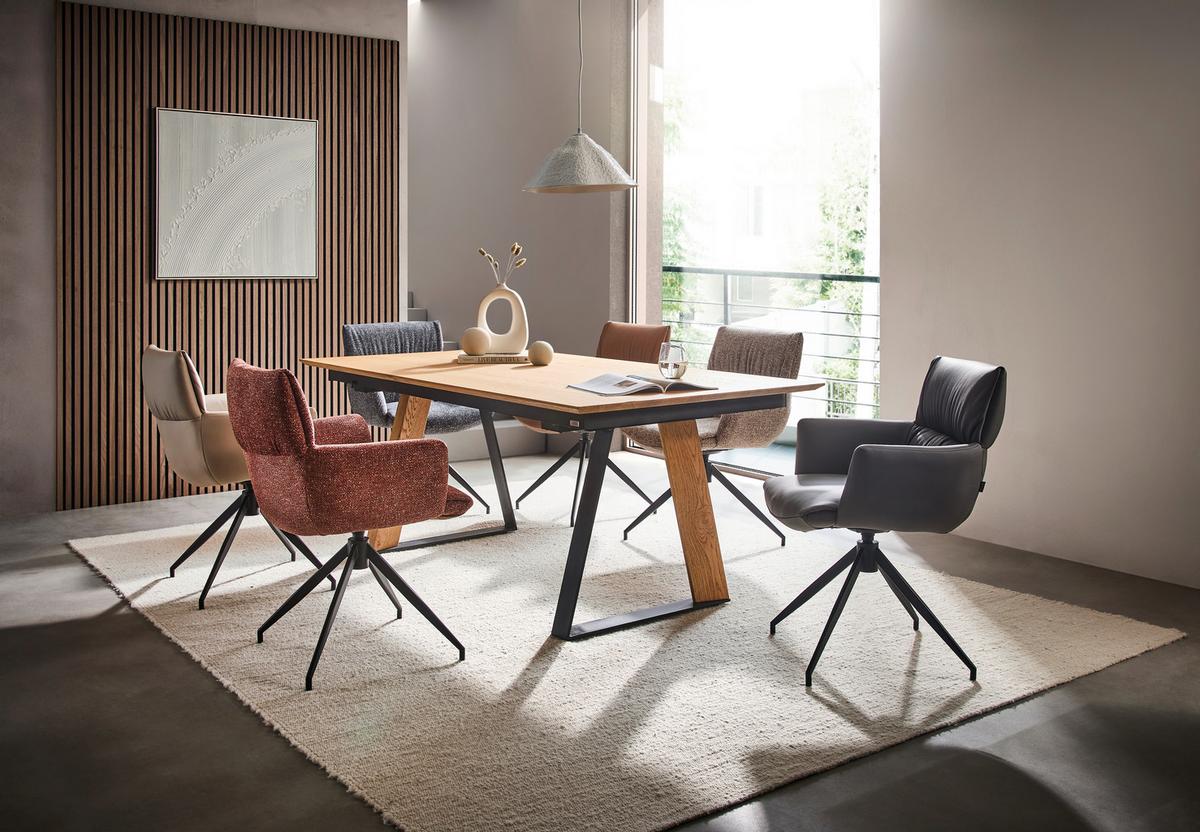 KRZESŁO Z PODŁOKIETNIKAMI PARIS -EXKLUSIV- - czarny/cappuccino, Design, skóra/metal (64/86/63cm) - Dieter Knoll