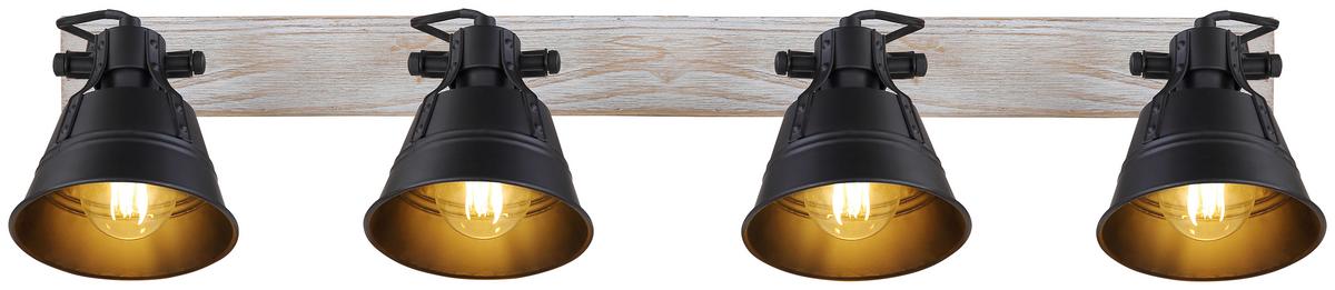 Strahler Günther Goldfarben max. 60 Watt - Goldfarben/Schwarz, Trend, Holz/Metall (82/17,5/18cm) - Globo