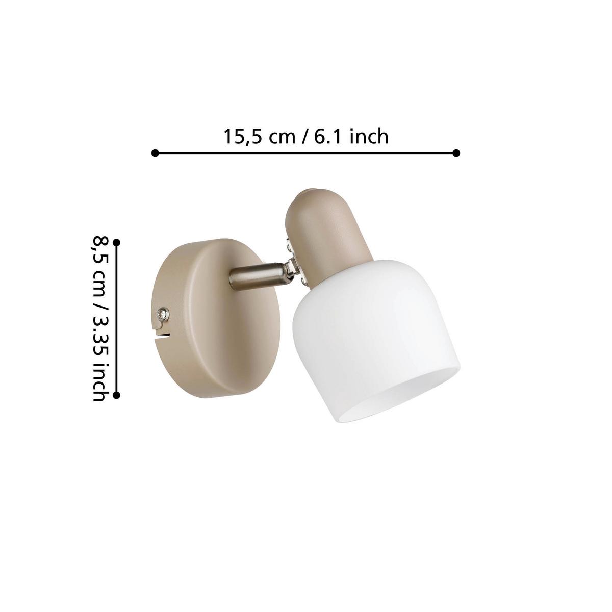 LAMPA SUFITOWA 900714 CORATO - biały/kolor piaskowy, Natur, metal/szkło (8.5/12.5/15cm) - Eglo