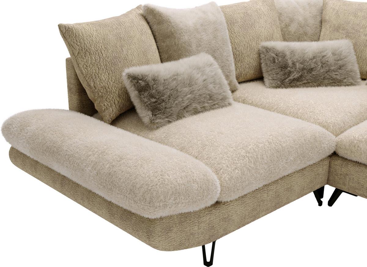 Wohnlandschaft Bormio Beige - Beige/Schwarz, MODERN, Textil/Metall (276/276cm) - Premium Living