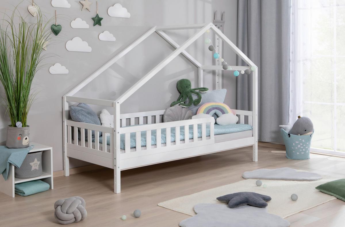 Hausbett Lou ca. 90x200 cm Holz Weiß - Naturfarben/Weiß, MODERN, Holz (90/200cm) - MID.YOU