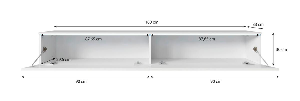 Lowboard D180 Weiß - Weiß/Grau, Design, Holzwerkstoff/Kunststoff (180/30/33cm) - P & B