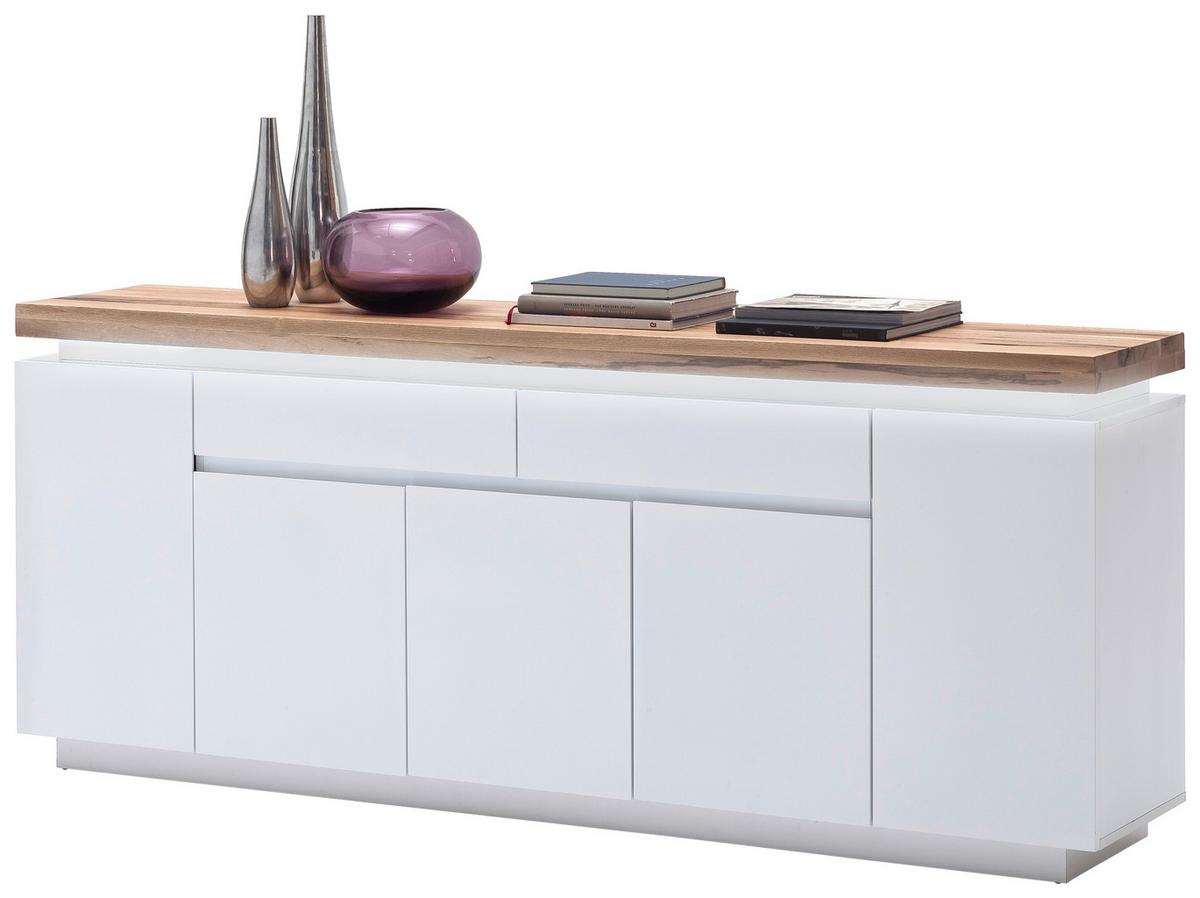KOMODA SZEROKA ROMINA - kolor dębowy/biały, Design, materiał drewnopochodny/drewno (200/81/40cm)