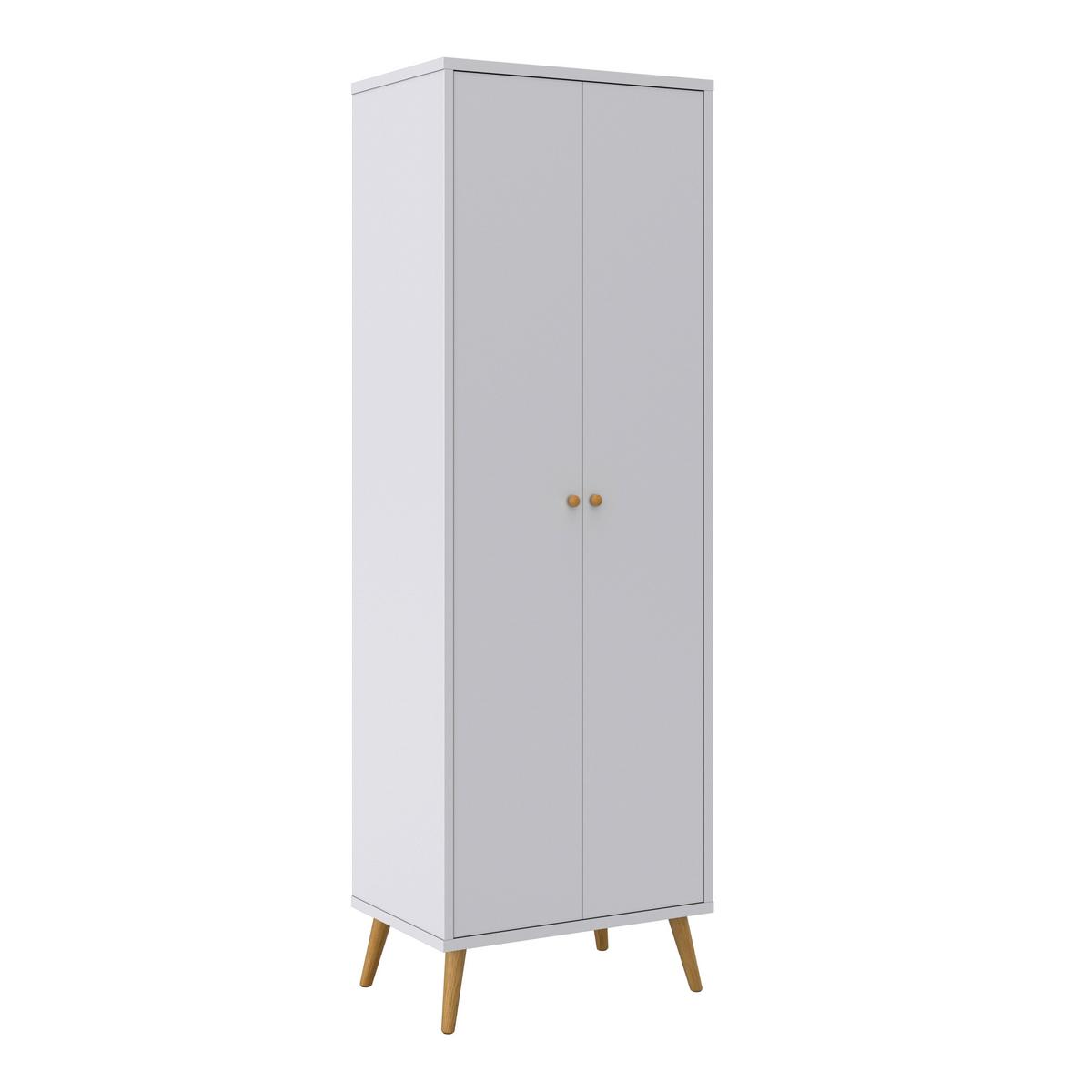 DREHTÜRENSCHRANK in Weiss "Ludo" - Weiss/Naturfarben, Modern, Holz/Metall (60/180/40cm) - Bessagi Home