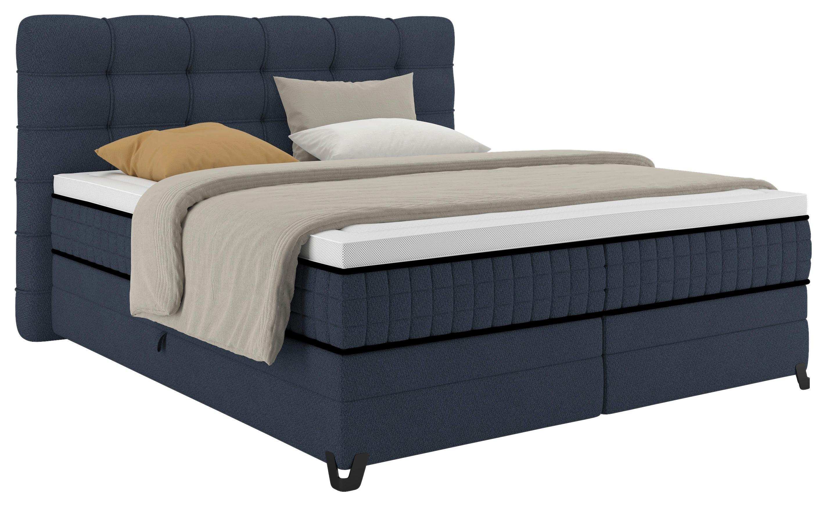 Boxspringbett Carmen C Blau ca. 180x200cm - Blau, KONVENTIONELL, Holz/Holzwerkstoff (180/200cm) - Premium Living