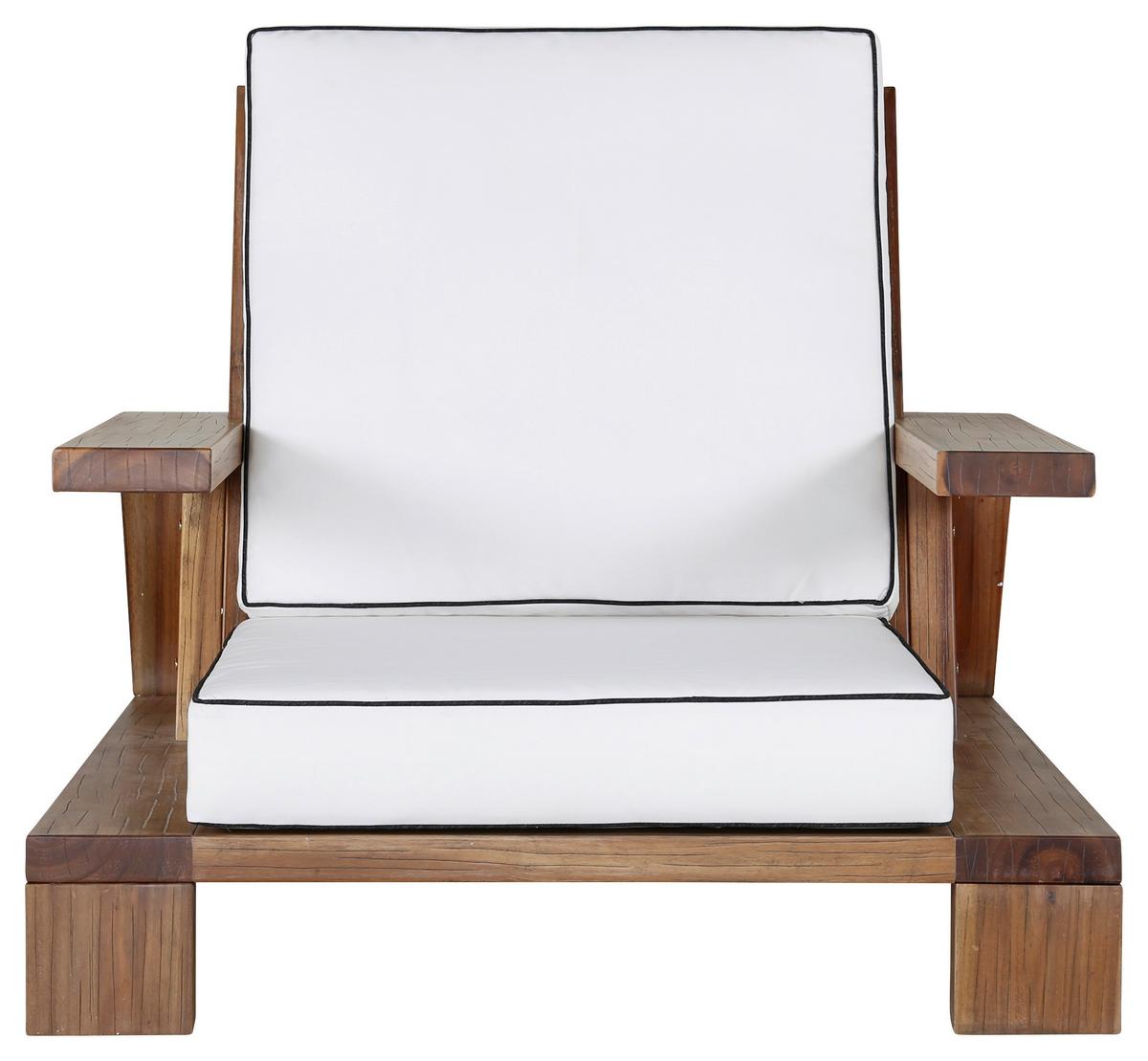 Loungesessel Daria ca. 100x70x92 cm Akazienholz - Weiß/Akaziefarben, KONVENTIONELL, Holz (100/70/92cm) - Gardenson