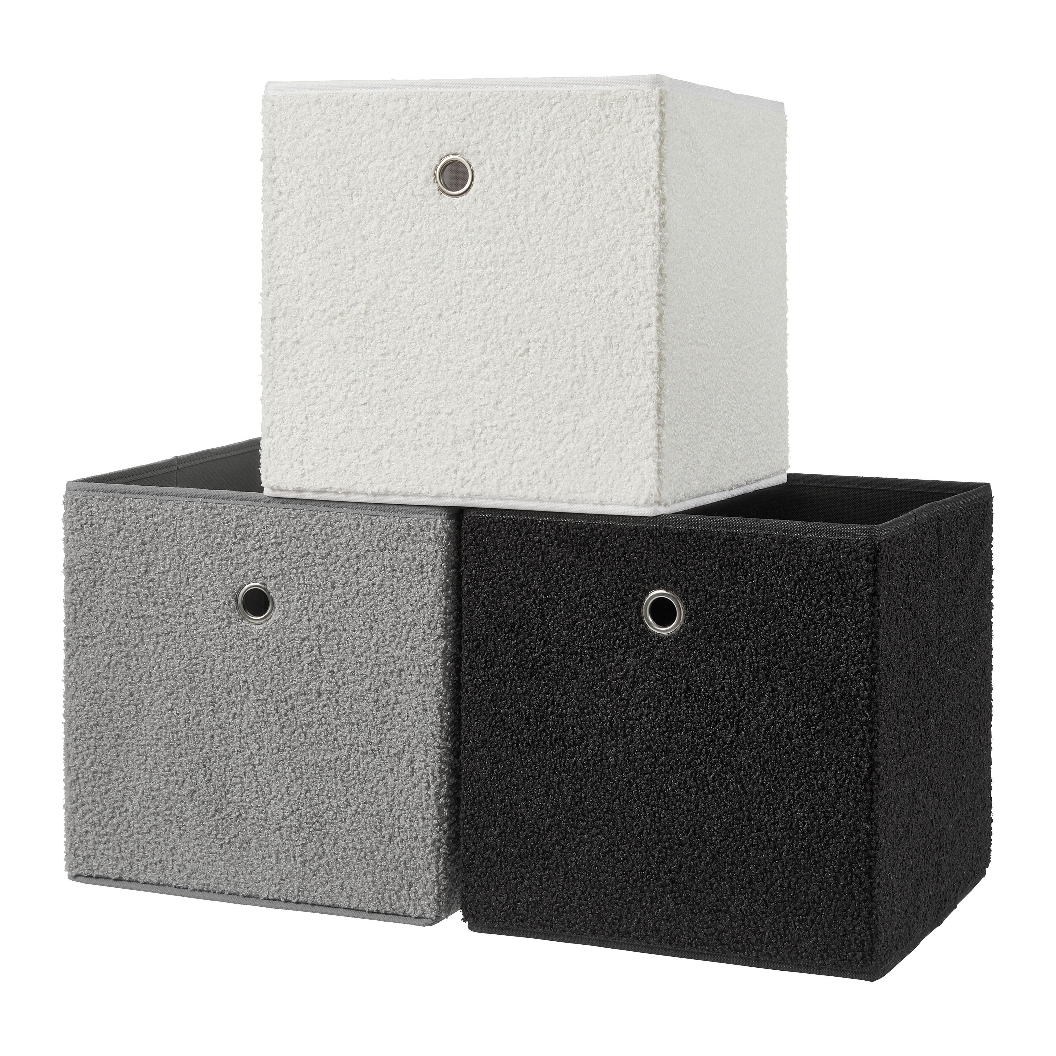 VIKBAR FÖRVARINGSKORG TEDDY -EXT- - vit, Modern, textil/kartong (30/30/30cm) - Mömax