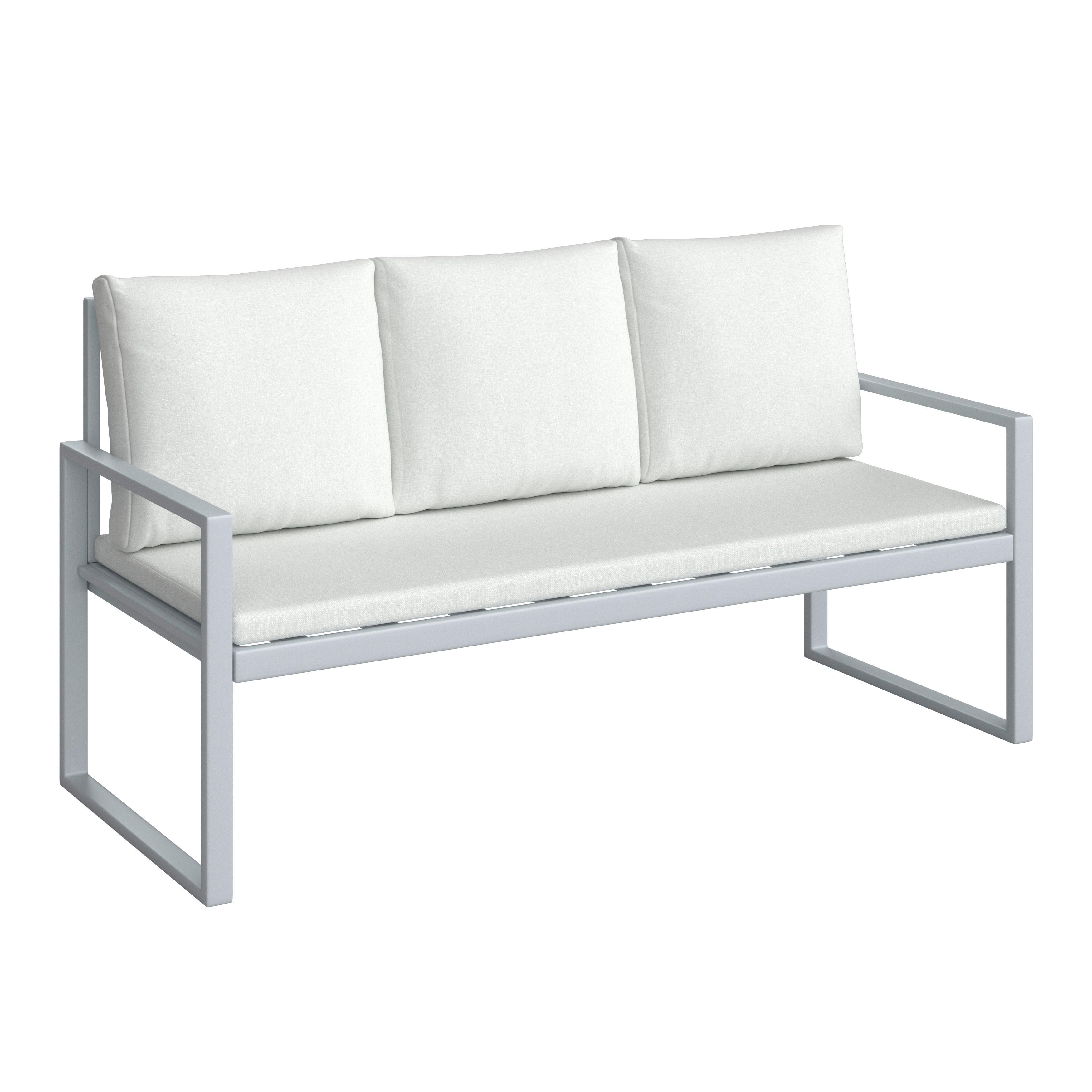 LOUNGEGRUPP ARIELLA - ljusgrå/akaciefärgad, Modern, metall/trä (160/88/65cm) - Bessagi Garden