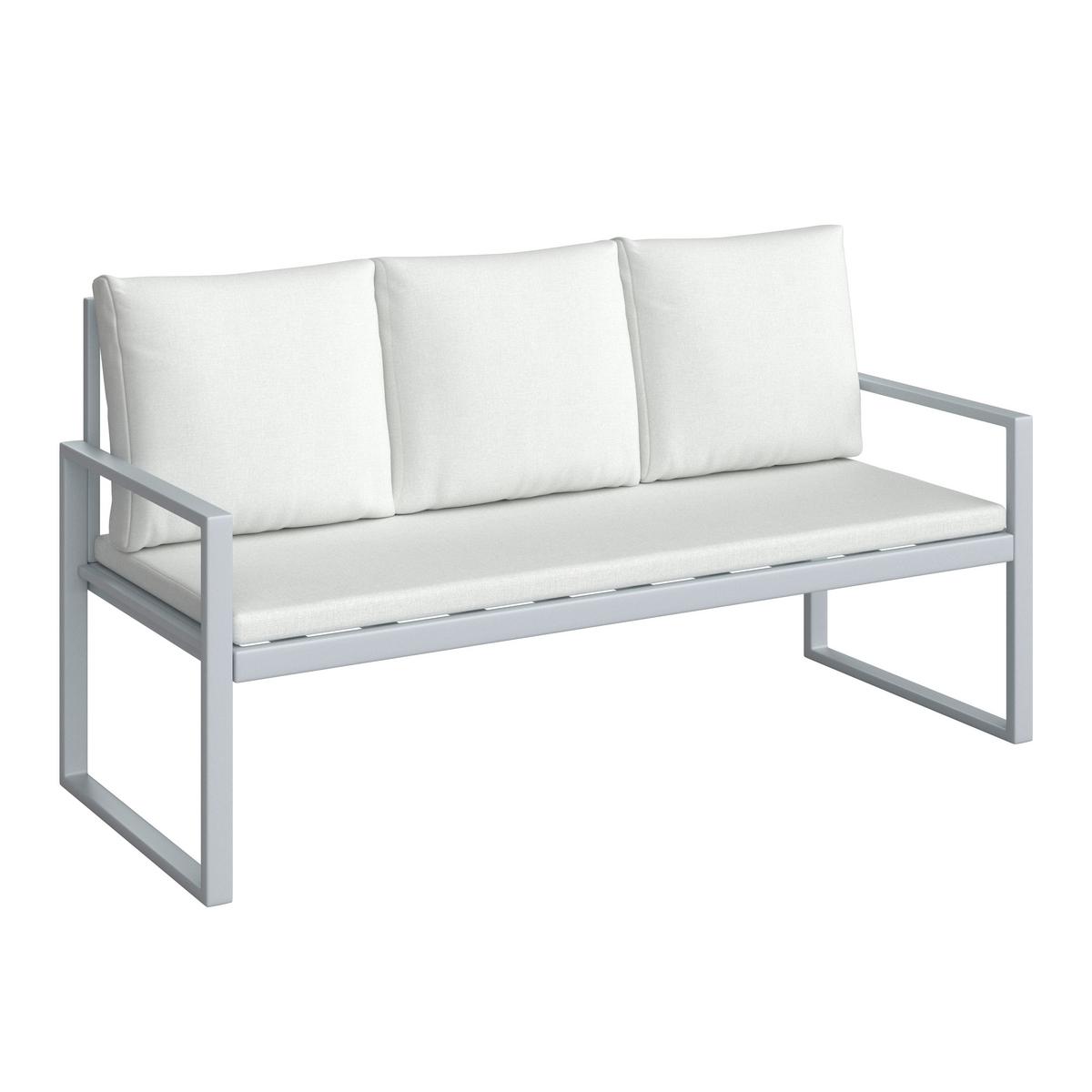 Loungegarnitur Ariella Hellgrau Outdoorstoff/Metall - Hellgrau/Akaziefarben, MODERN, Holz/Textil (160/88/65cm) - Bessagi Garden