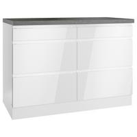 Küchenunterschrank Monza ca. 120x86 cm Weiß/Grau - Weiß Hochglanz/Weiß, LIFESTYLE, Holzwerkstoff (120/86/60cm) - Held