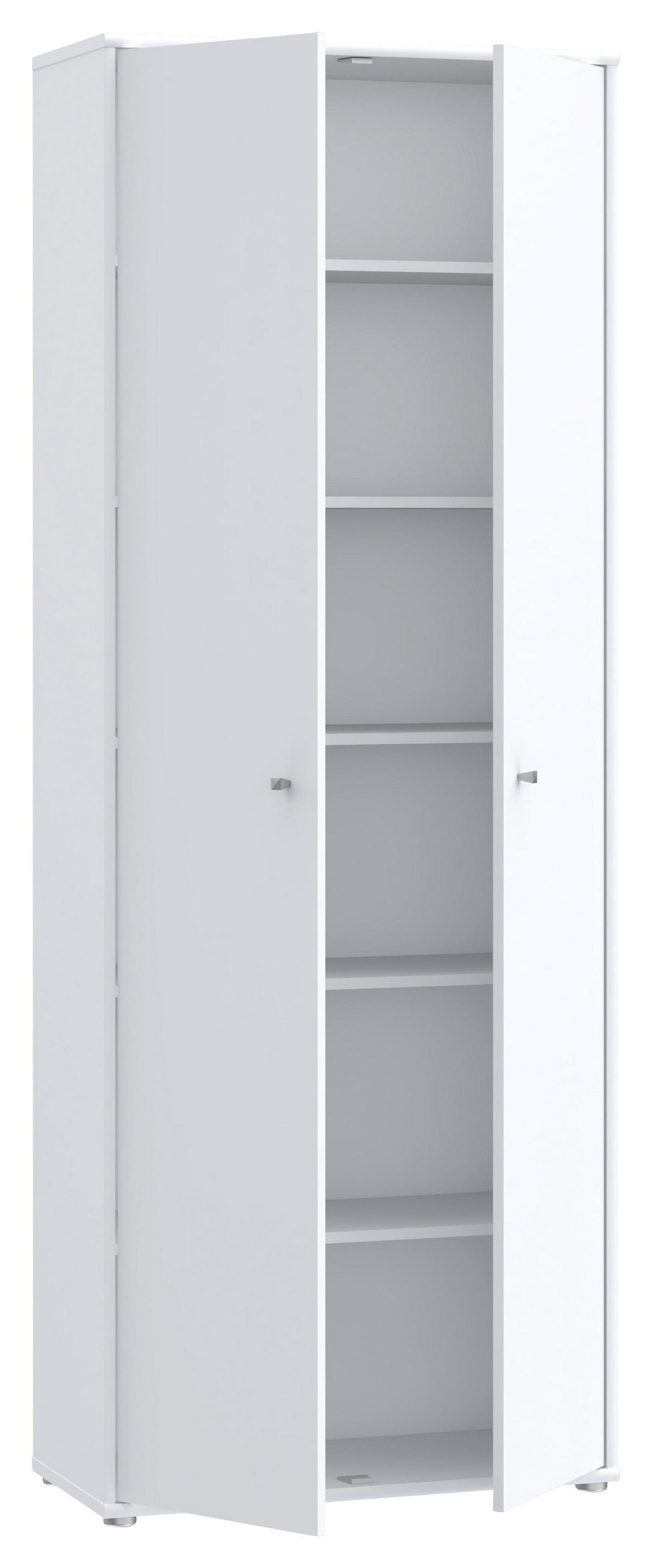 Omara S Klasičnimi Vrati Tempra 2, Bela - bela/barve aluminija, Design, leseni material (73,7/197,5/34,8cm)