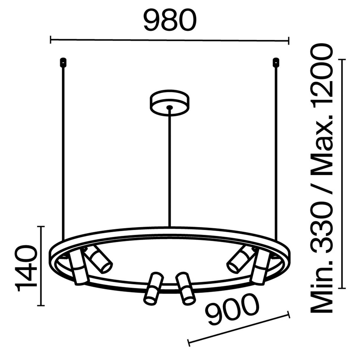 Pendelleuchte Satellite Schwarz max. 42 Watt - Schwarz, Trend, Metall (90/90/120cm) - MAYTONI