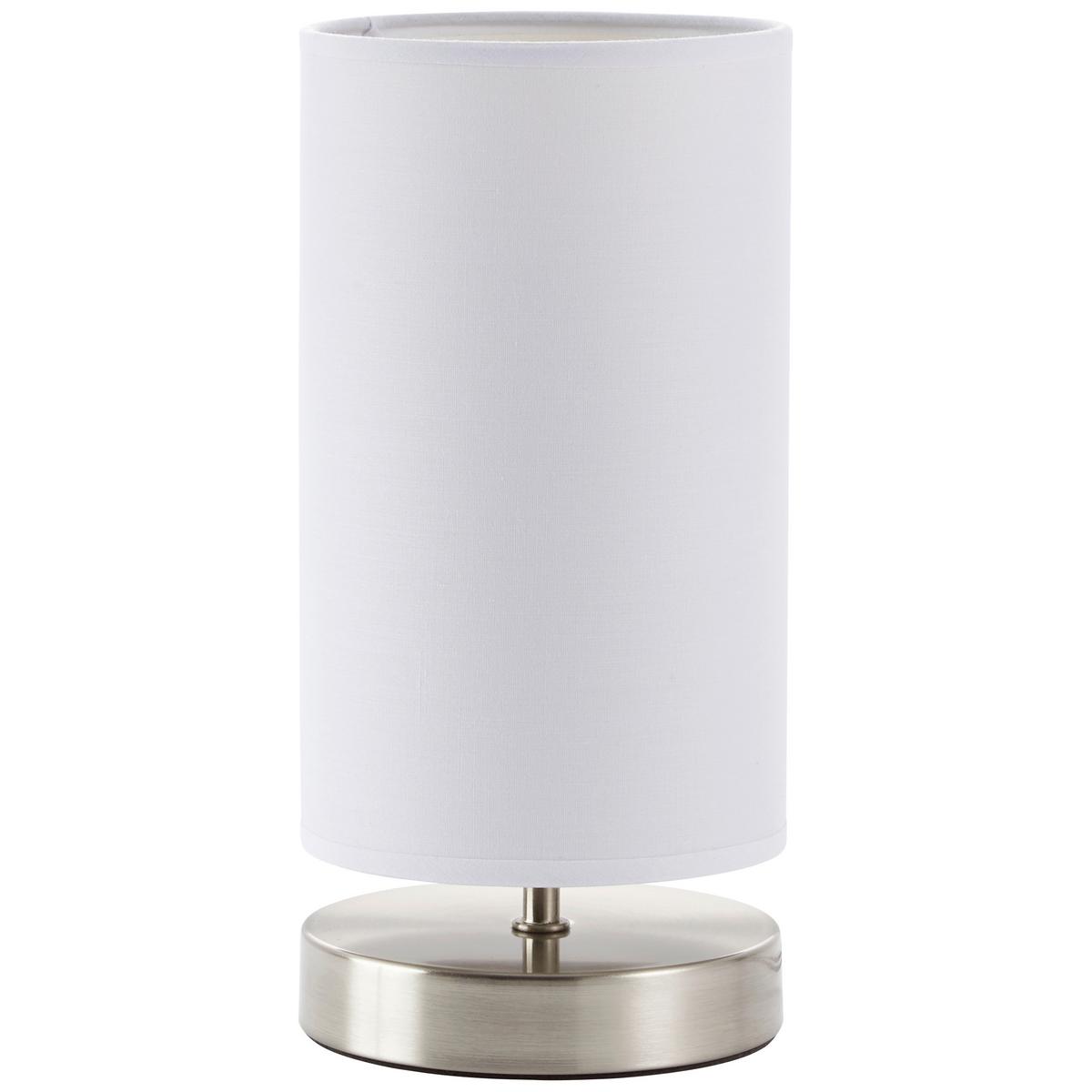 Tischleuchte Clarie Silberfarben max. 40 Watt - Silberfarben/Weiß, KONVENTIONELL, Textil/Metall (12/25,5cm) - Brilliant