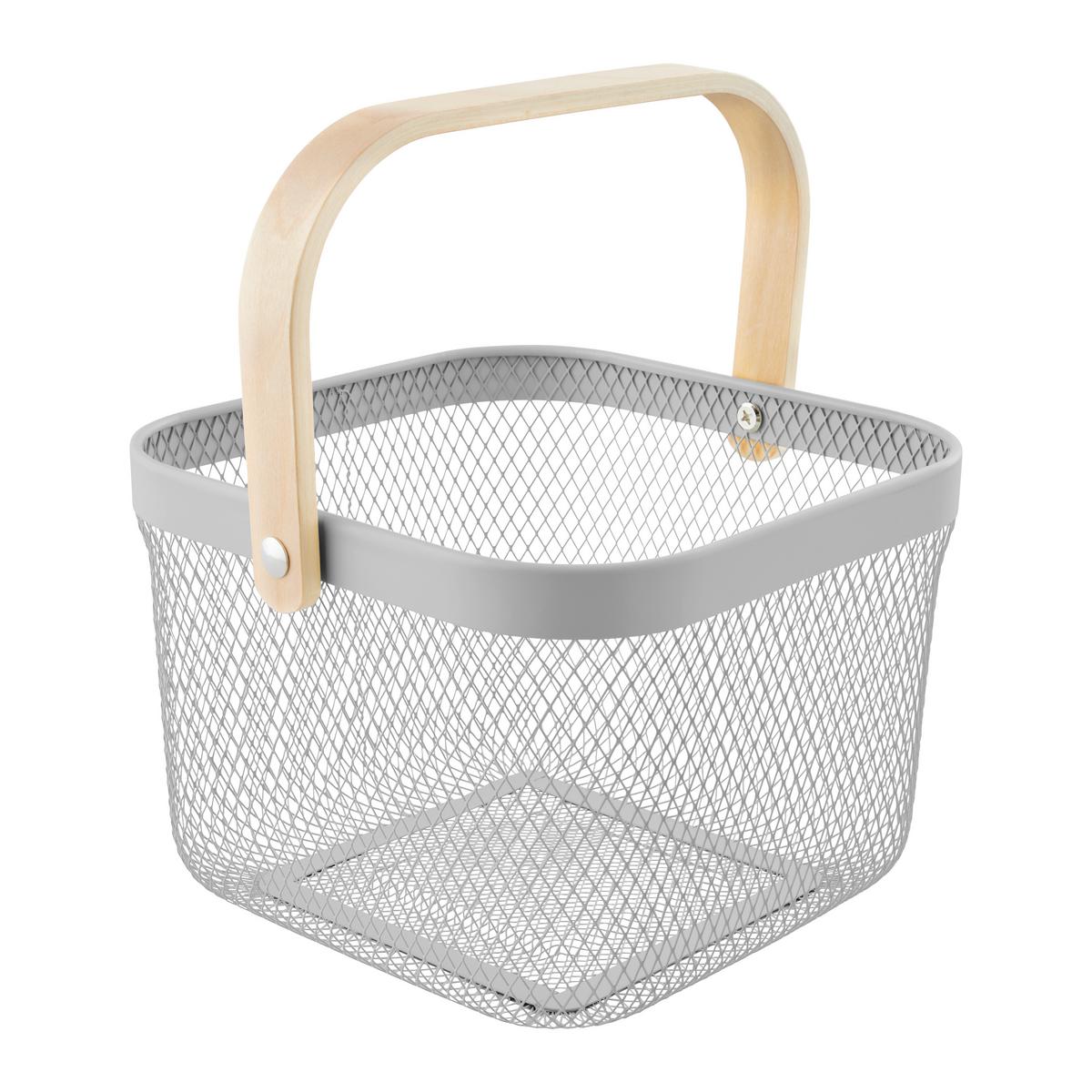 Universalkorb Betty Grau - Grau, MODERN, Holz/Metall (26.8/25.5/17.5cm) - Mömax