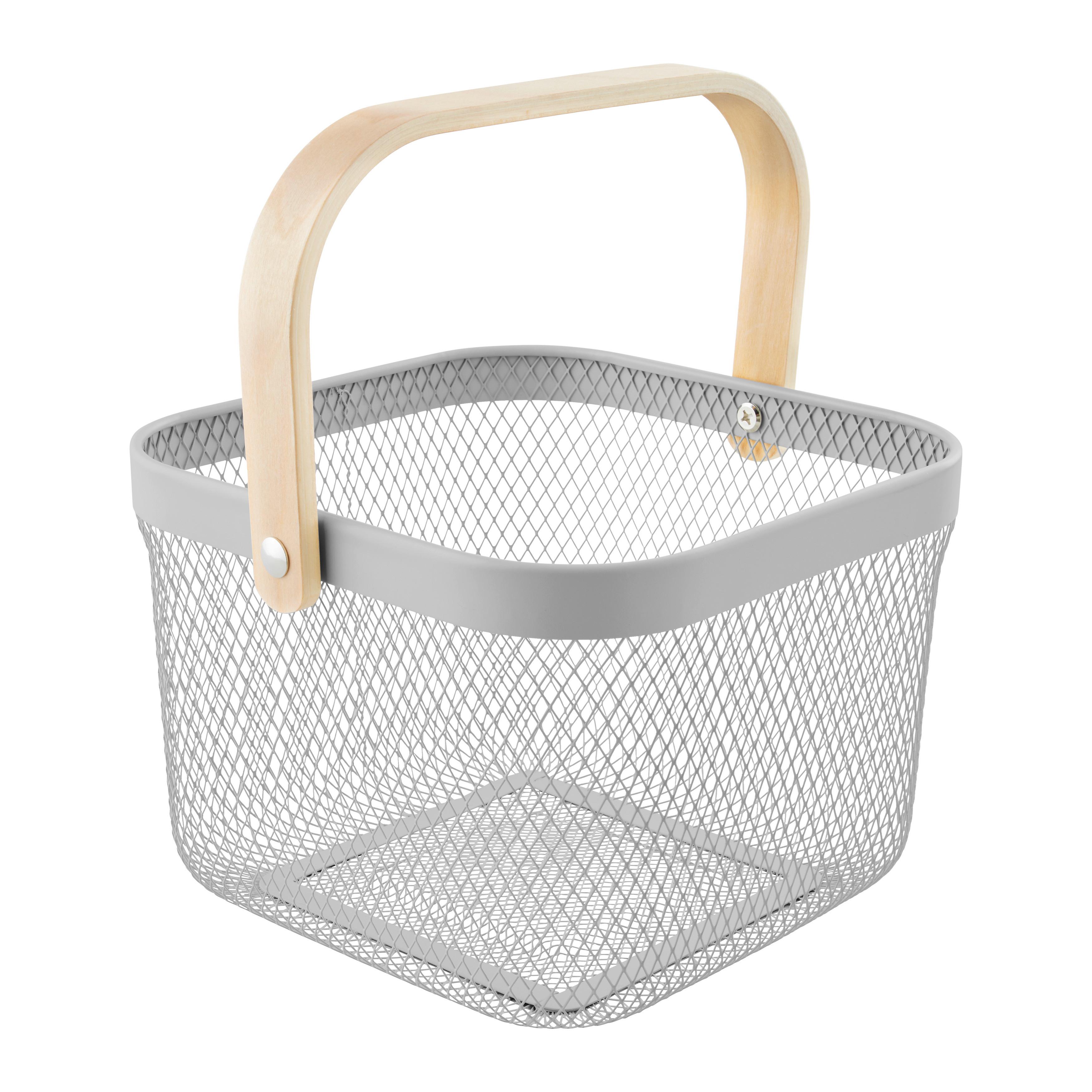 UNIVERSALKORG BETTY - grå, Modern, metall/trä (26.8/25.5/17.5cm) - Mömax
