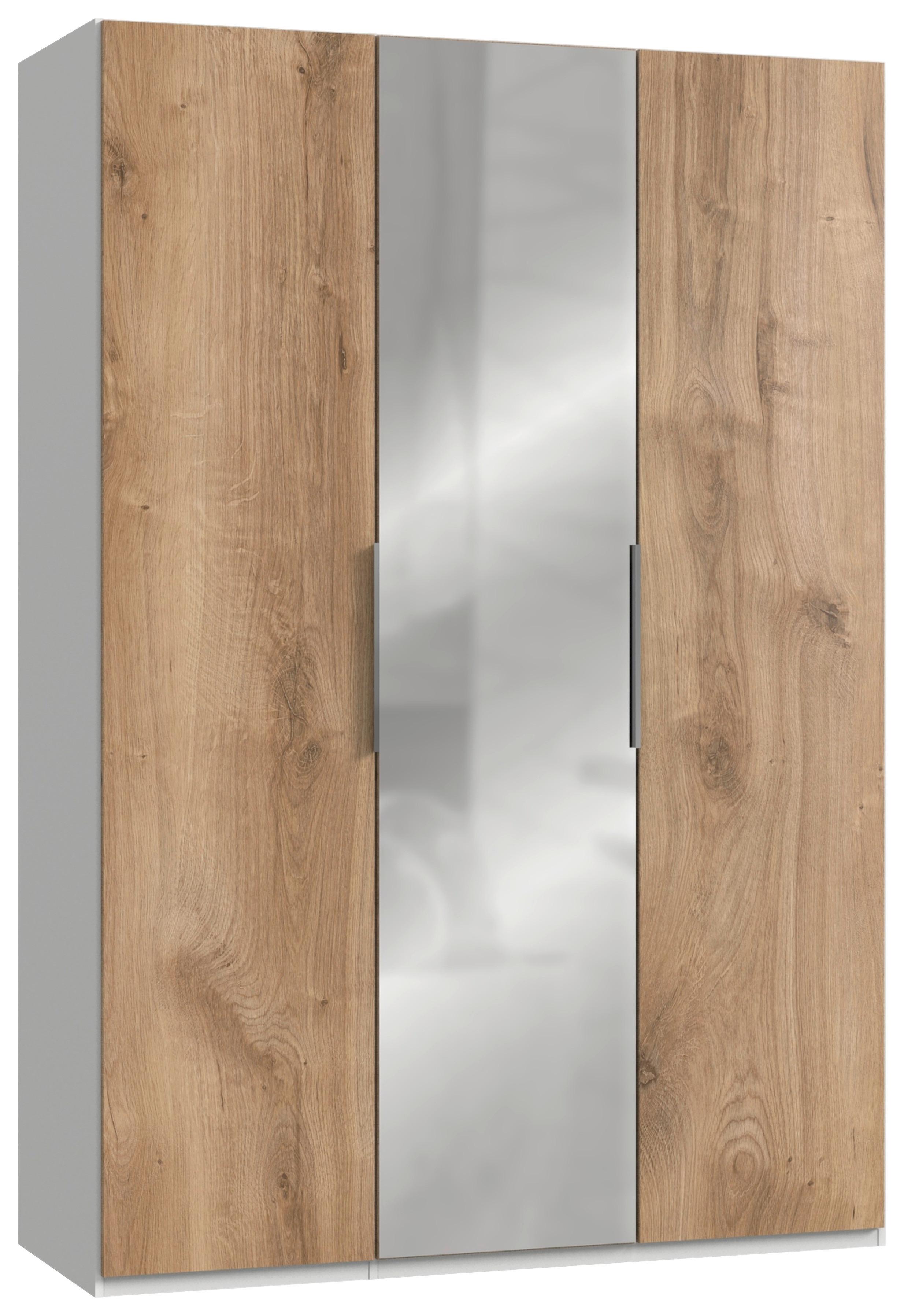Drehtürenschrank Level 36A mit Spiegel ca. 150 cm Eiche Dekor - Chromfarben/Eichefarben, MODERN, Holzwerkstoff (150/216/58cm) - MID.YOU