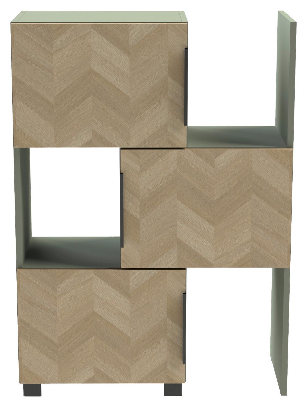 Regal Piazza Grün/Eichefarben - Eichefarben/Schwarz, MODERN, Holzwerkstoff/Kunststoff (78/101,6/34,7cm) - Mömax