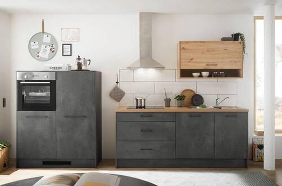Kuhinjski Blok Brez Aparatov Toronto, Antracit, 203 + 123cm - črna/siva, Design, kovina/leseni material (203-123cm) - MID.YOU