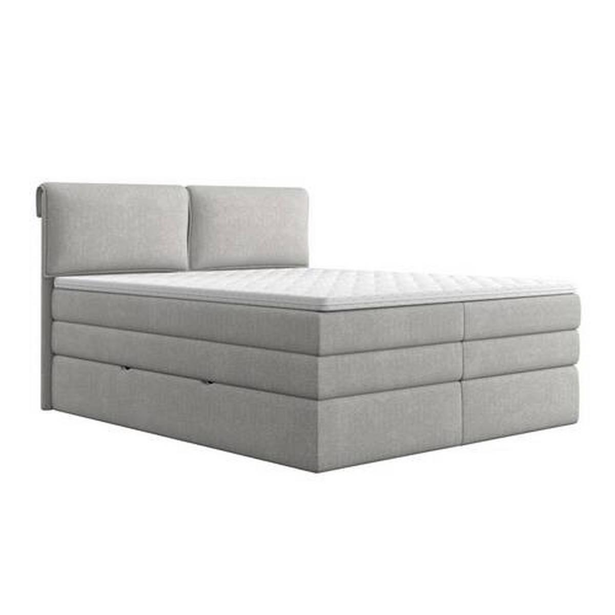 Postelja Boxspring Mosamo, 180x200, Svetlo Siva - črna/svetlo siva, Moderno, umetna masa/tekstil (180/200cm) - Bessagi Home