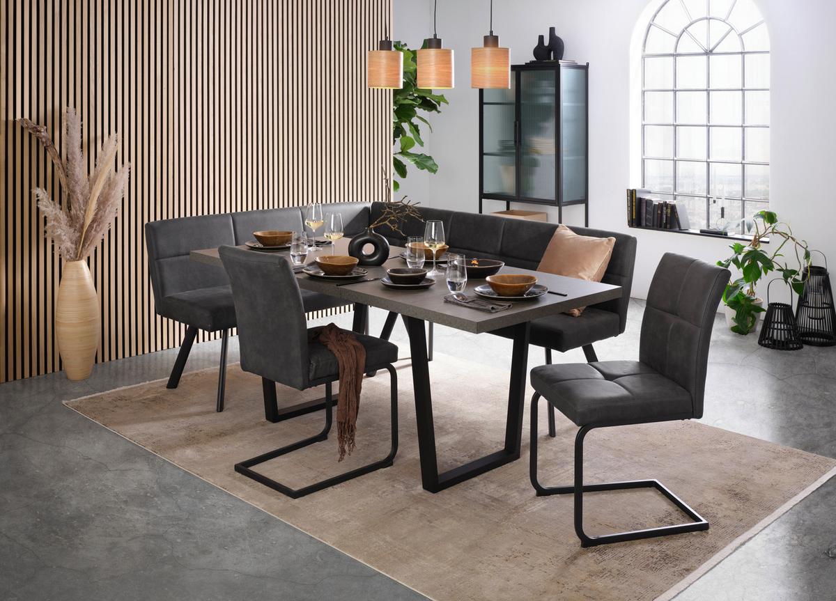 Eckbank Cooper Grau - Schwarz/Grau, MODERN, Textil/Metall (190/85/150cm) - Mömax
