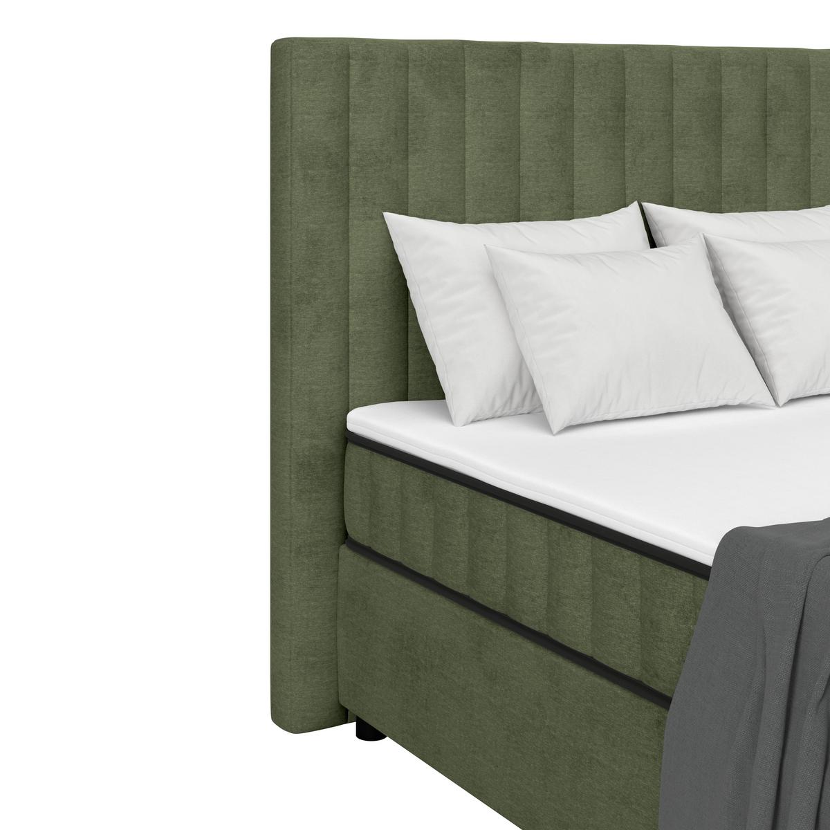 Box Krevet Maya C - maslinasto zelena/crna, Moderno, drvni materijal/drvo (100/200cm) - Modern Living