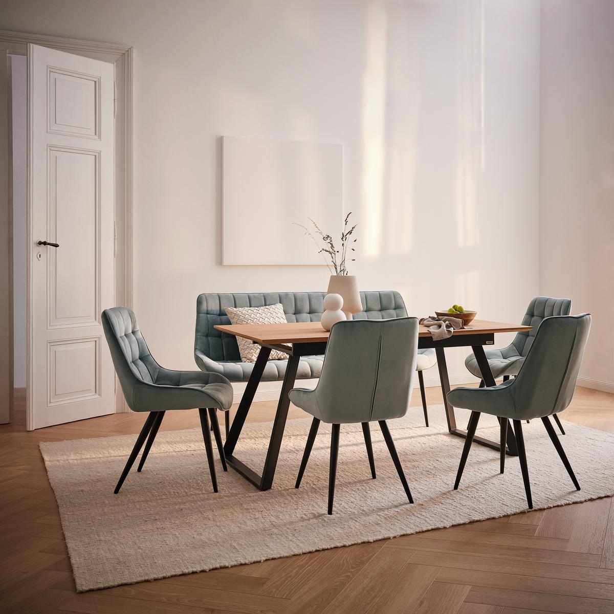 Raztegljiva Jedilna Miza Track, 160-200 X 90 Cm - črna/naravne barve, Moderno, kovina/leseni material (160-200/90/75cm) - Modern Living
