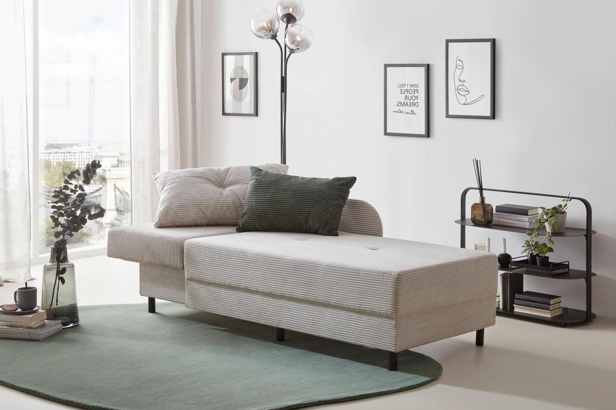 Liege Nova in Perlmutt - Perlmutt/Schwarz, MODERN, Holz/Textil (85/62/145cm) - Mömax