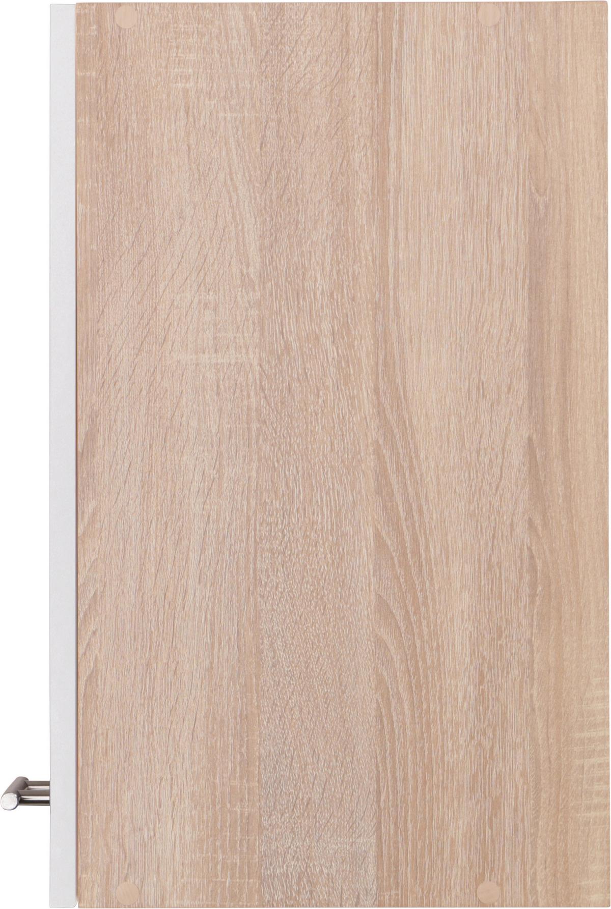 Kuhinjska Zgornja Omarica Merle, Barva Hrasta, Bela - srebrne barve/barve hrasta, Basics, kovina/leseni material (50/56,1/34,6cm) - Respekta