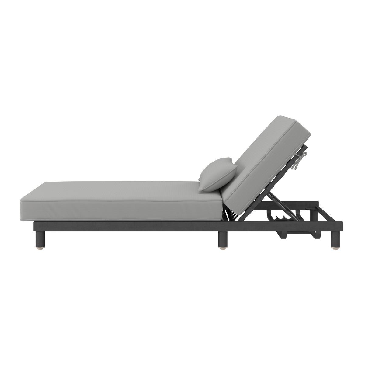 Gartenliege Marina Grau Outdoorstoff/Metall +Abdeckung - Grau, MODERN, Textil/Metall (195/30/84cm) - Bessagi Garden