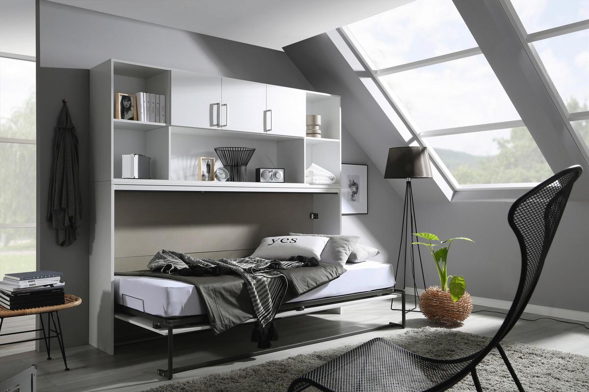 Regal Tamino, Bela - bela/barve aluminija, Konvencionalno, umetna masa/leseni material (213/82/44cm) - Xora