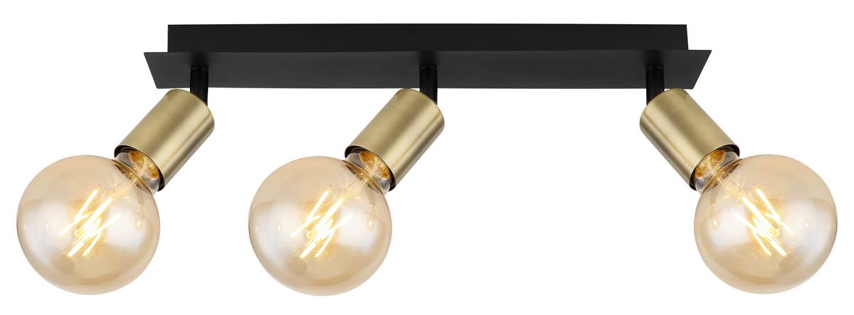 Spotlámpa 3 Égős - fekete, Design, fém (40/6/10,5cm) - Globo