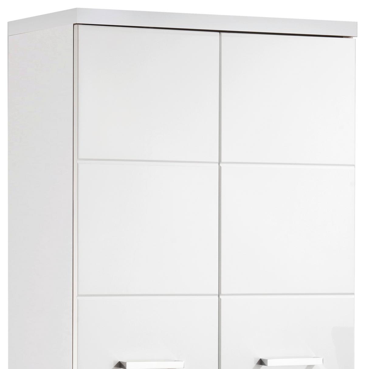 Hochschrank ''Nebraska'', Weiß Hochglanz - Chromfarben/Weiß Hochglanz, MODERN, Holzwerkstoff/Kunststoff (50/192/31,5cm) - MID.YOU