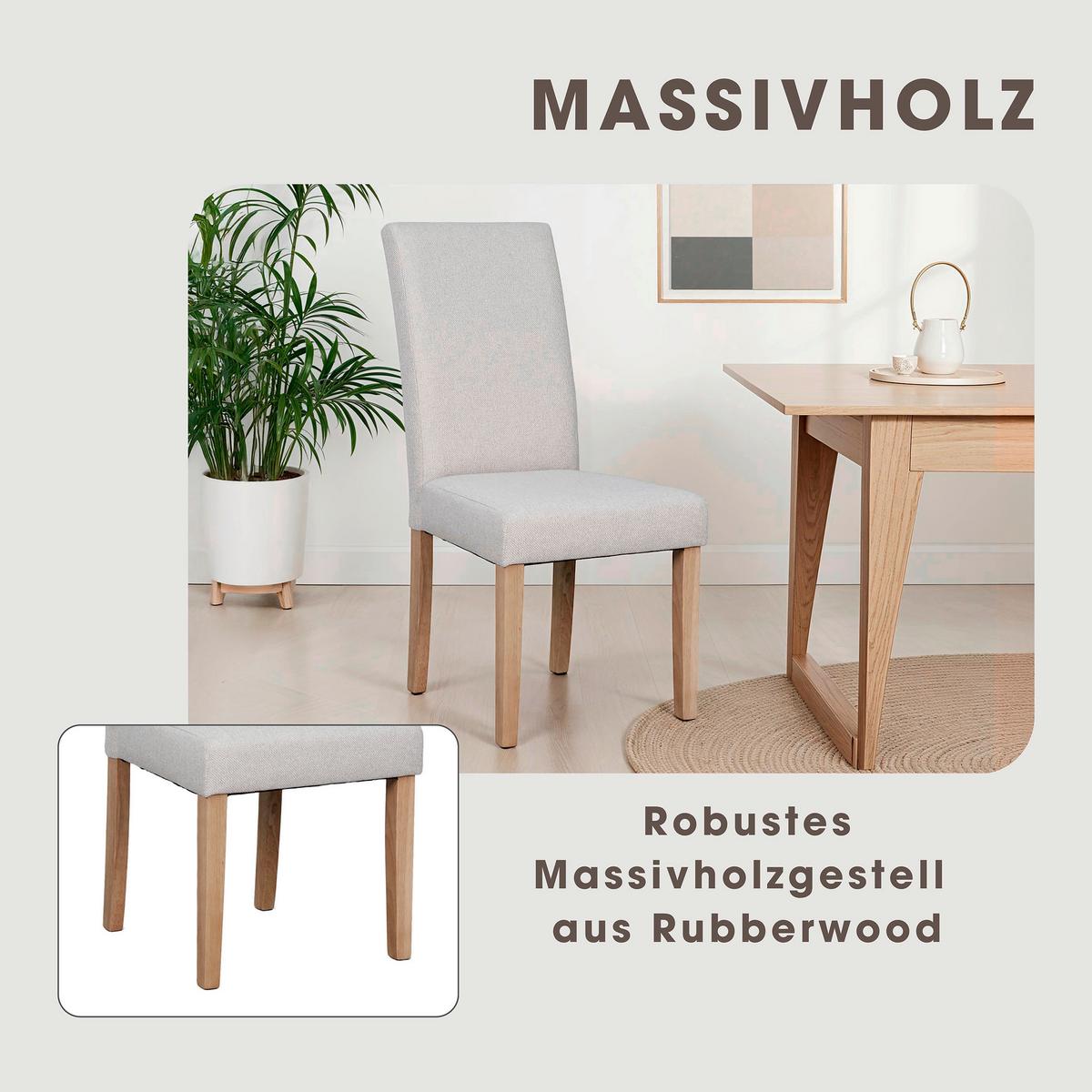 STUHL-SET ELIAS - Taupe/Braun, MODERN, Holz/Textil (47/99,5/60cm) - MID.YOU