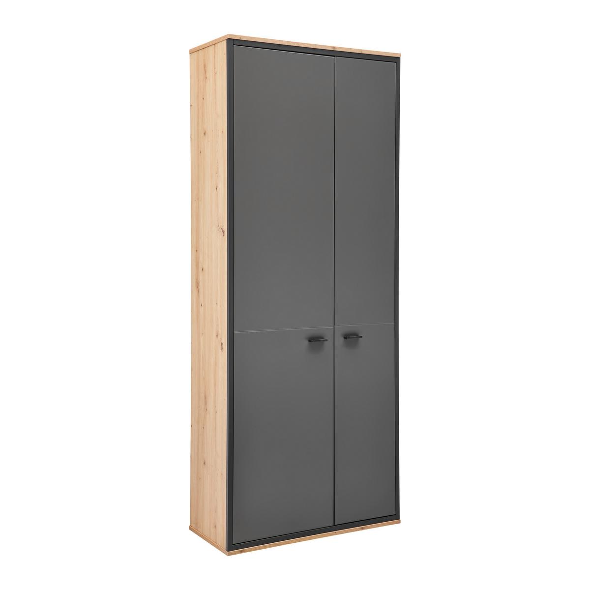 Garderobenschrank Florenz Grau/Eiche Artisan - Schwarz/Eiche Artisan, Modern, Holzwerkstoff/Kunststoff (79/196,2/37,3cm) - Premium Living