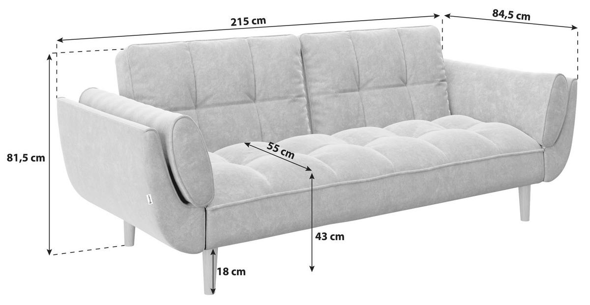 PLAYBOY 2-Sitzer-Sofa Scarlett Blau Samt m. Schlaffunktion - Blau/Braun, KONVENTIONELL, Holz/Textil (215/81,5/84,5cm) - Playboy