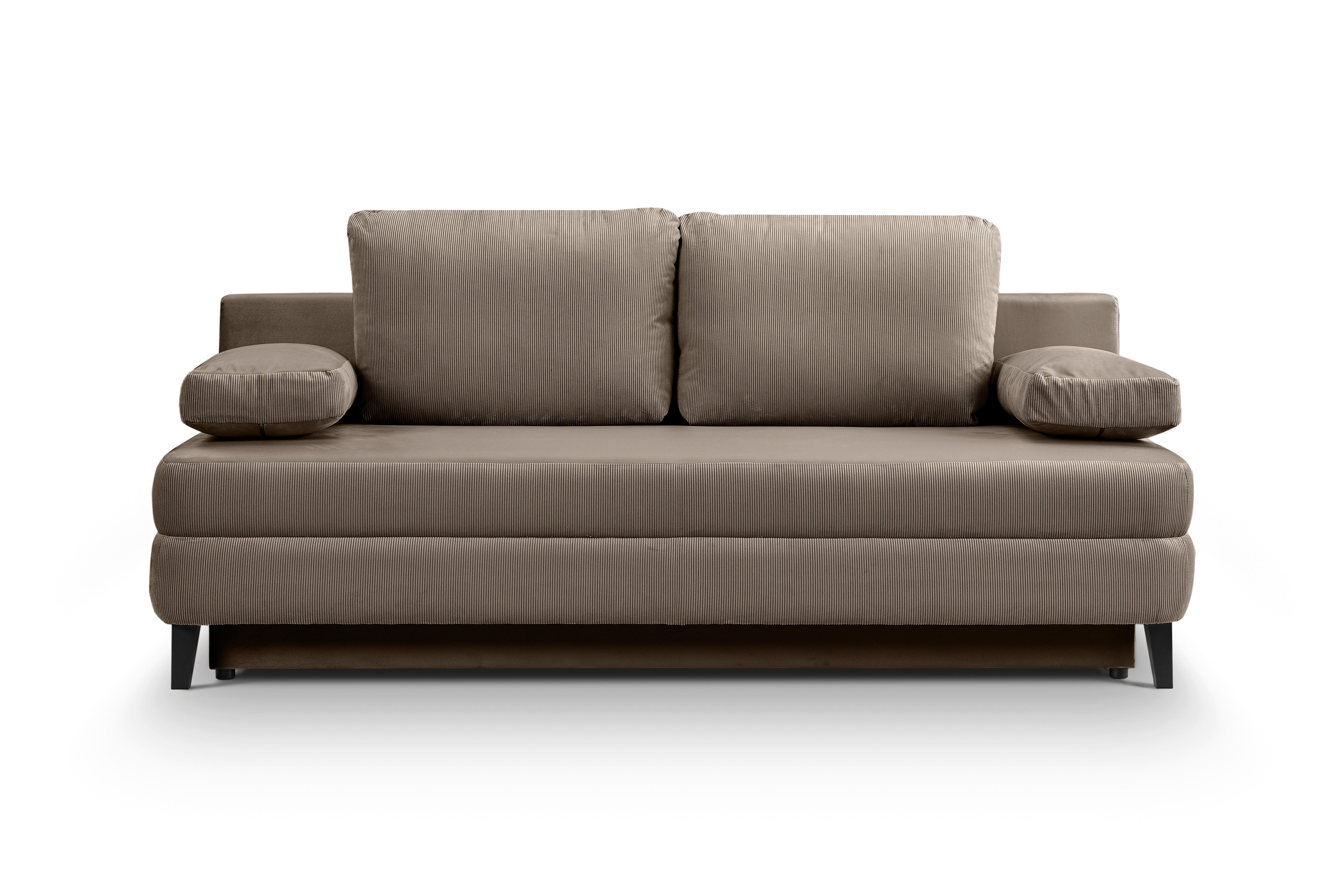 Schlafsofa Sorto Braunbeige - Beigebraun/Schwarz, Basics, Holz/Textil (200/91/100cm) - MID.YOU