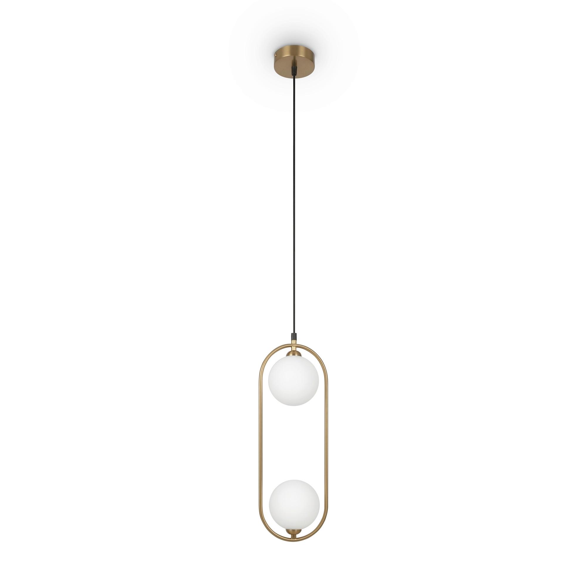 Pendelleuchte Ring Messingfarben max. 25 Watt - Messingfarben/Weiß, Trend, Glas/Metall (17/12/48cm) - MAYTONI