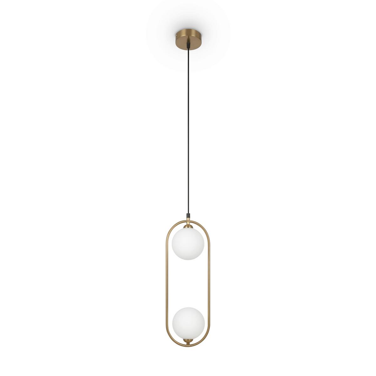Pendelleuchte Ring Messingfarben max. 25 Watt - Messingfarben/Weiß, Trend, Glas/Metall (17/12/48cm) - MAYTONI