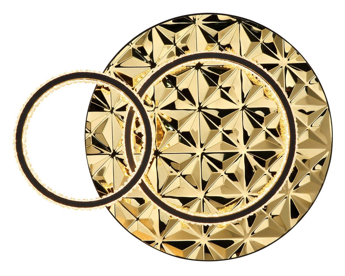 LED-DECKENLEUCHTE 67361G DELLA II - Klar/Goldfarben, Design, Kunststoff/Metall (50,5/40/14cm) - Globo