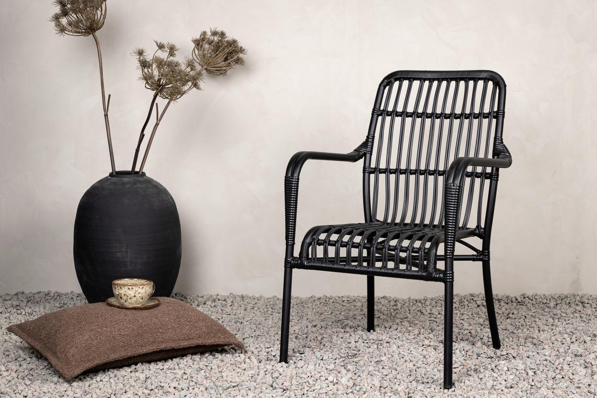 Loungesessel Rizal ca. 57x90 cm Schwarz - Schwarz, KONVENTIONELL, Kunststoff/Metall (57/90/64cm) - Gardenson