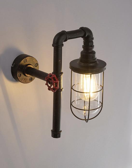 Wandleuchte 43000W in Schwarz max. 80 Watt - Klar/Goldfarben, LIFESTYLE, Glas/Metall (22/16/33cm) - Globo