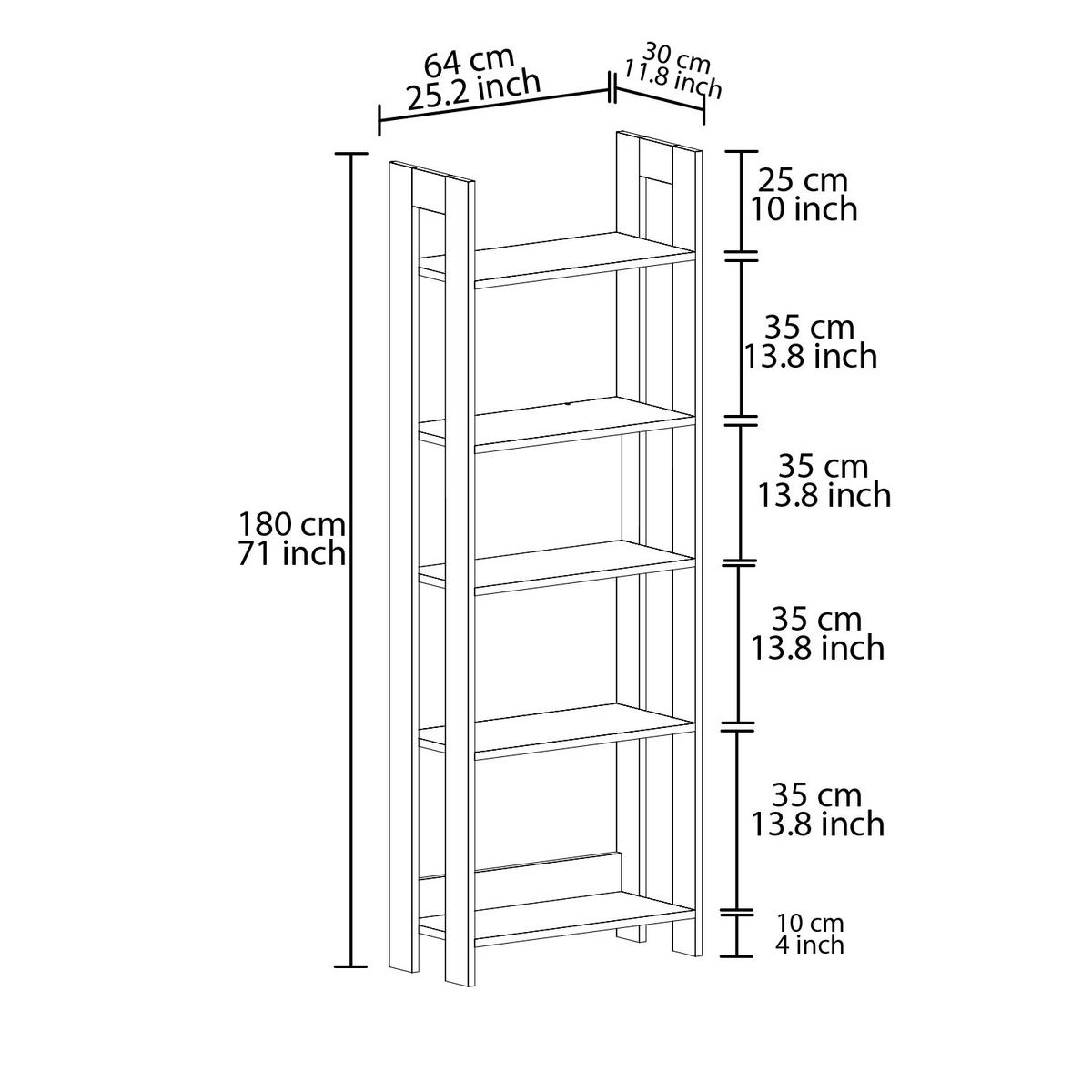 REGAL COUNTRY BÜCHERREGAL - Nussbaumfarben, Design, Holzwerkstoff (64/180/30cm) - Livetastic