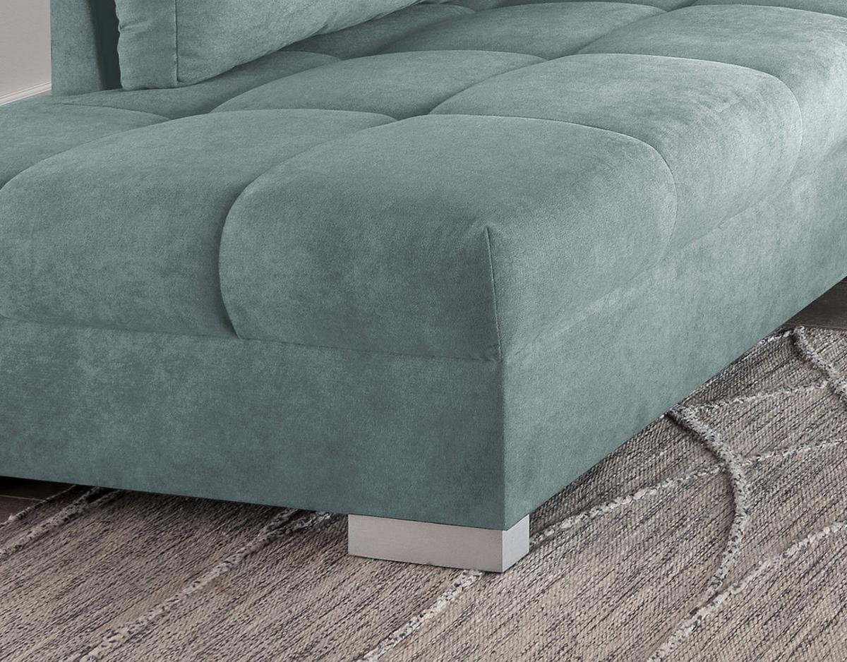 Wohnlandschaft Alvito Mintgrün Nylon/Mikrofaser - Silberfarben/Mintgrün, Design, Holz/Textil (202/298cm) - MID.YOU