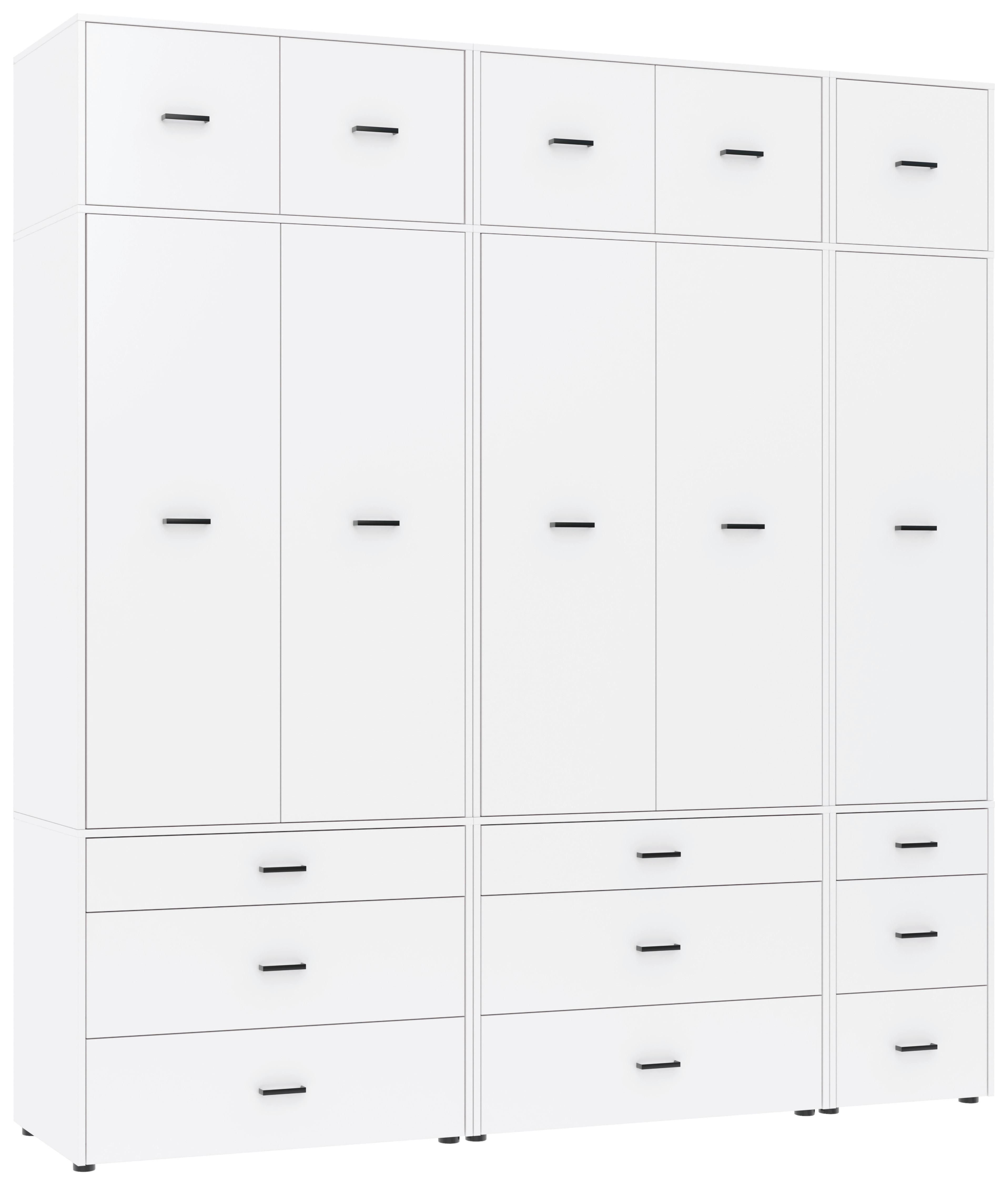 Kleiderschrank Kivo Weiß - Schwarz/Weiß, Basics, Holzwerkstoff/Kunststoff (225/239,40/52,1cm) - Based